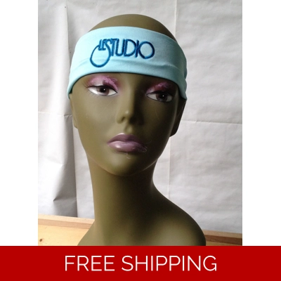 Headband Sky Blue Black & Blue Embroid Front Logo